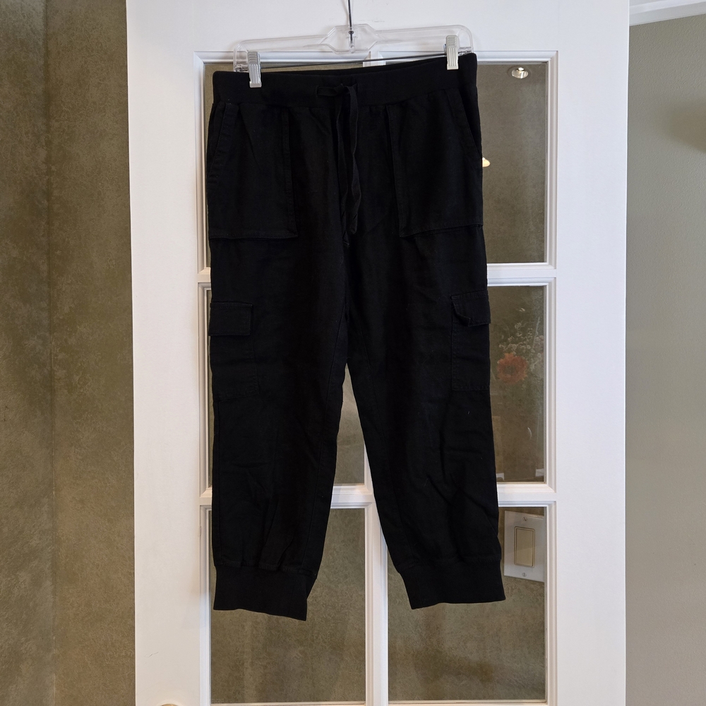 Black Cargo Jogger Pants with Relaxed Fit
